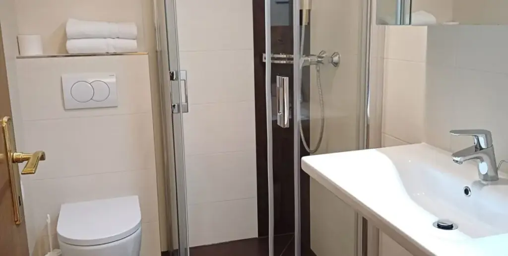 Doppelzimmer Superior , Doppelbett, Badezimmer, Gästehaus Ferk, Frühtsückspension Bad Radkersburg