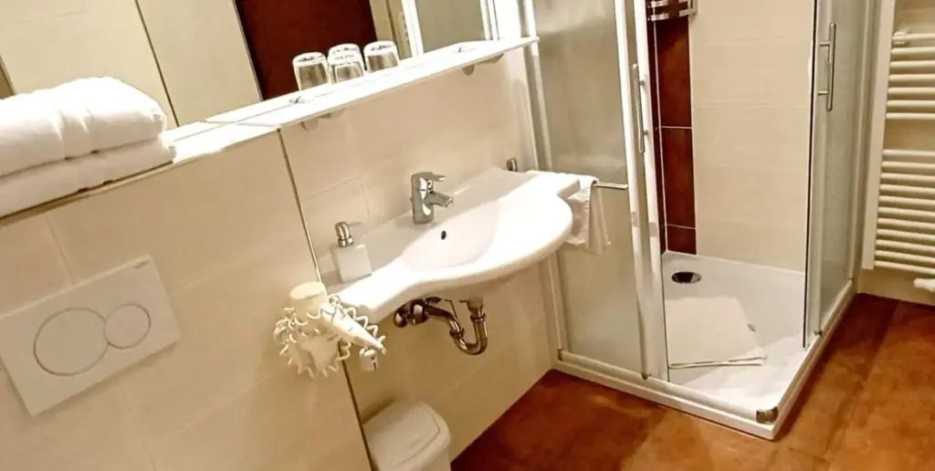 Doppelzimmer Standard, Badezimmer, Gästehaus Ferk, Frühtsückspension Bad Radkersburg