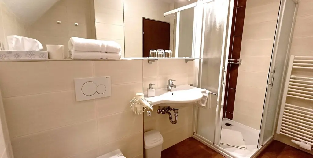 Doppelzimmer Superior, Badezimmer, Gästehaus Ferk, Frühtsückspension Bad Radkersburg